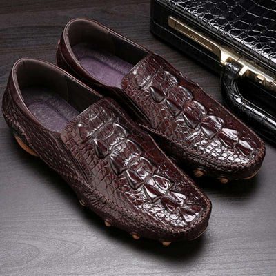 chaussures crocodile pour homme brun