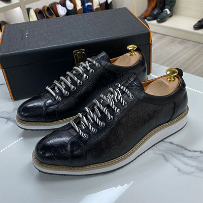 chaussures en cuir imitation croco noir
