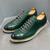 chaussures en cuir imitation croco vert