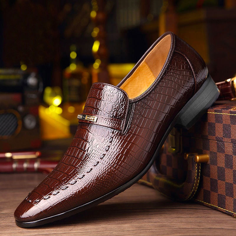 chaussures homme imitation crocodile brun