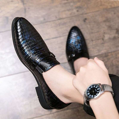 chaussures imitation croco bleues