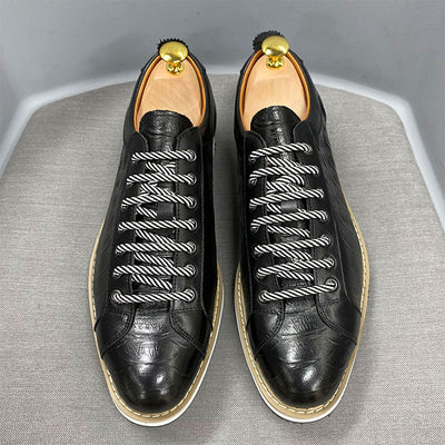 paire de chaussures en cuir imitation croco noir