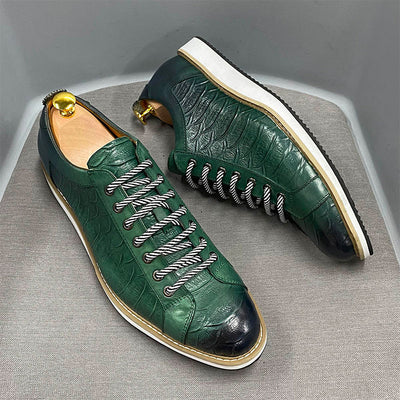 paire de chaussures en cuir imitation croco vert