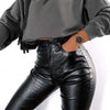 pantalon cuir effet croco noir