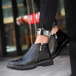 bottine croco homme noire