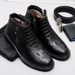 bottine croco homme fourrure