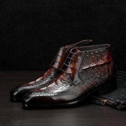 bottines croco homme brun