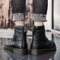bottines croco noir arrière homme