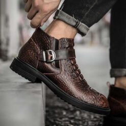 bottines homme croco brunes