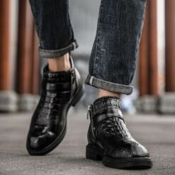 bottines homme croco noir