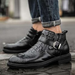bottines homme croco noires