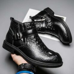 bottines noires croco pour homme