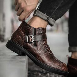 bottines noires croco variante brune