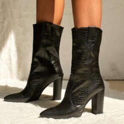 bottines talons croco imitation