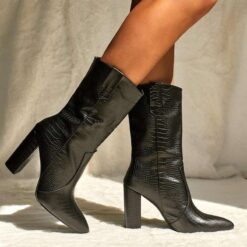 bottines talons croco noires