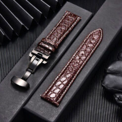 bracelet montre crocodile marron et noir