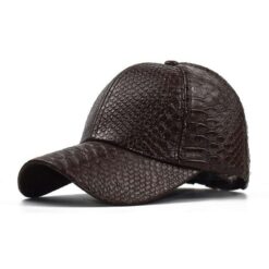 casquette effet crocodile brun