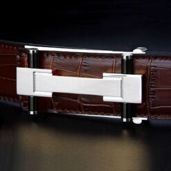 ceinture crocodile homme brun et argent