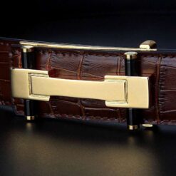 ceinture crocodile homme brun et or