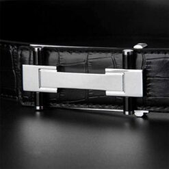 ceinture crocodile homme noir et argent