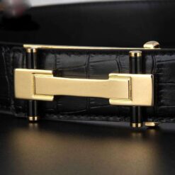 ceinture crocodile homme noir et or
