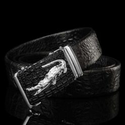 ceinture homme crocodile noir et argent
