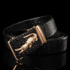 ceinture homme crocodile noir et or