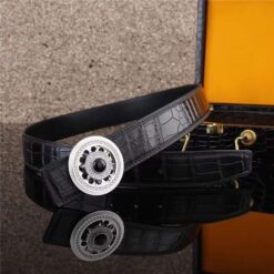 ceinture peau de crocodile argent