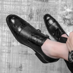 chaussures croco pour homme noir