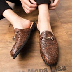 chaussure croco sans chaussette brune