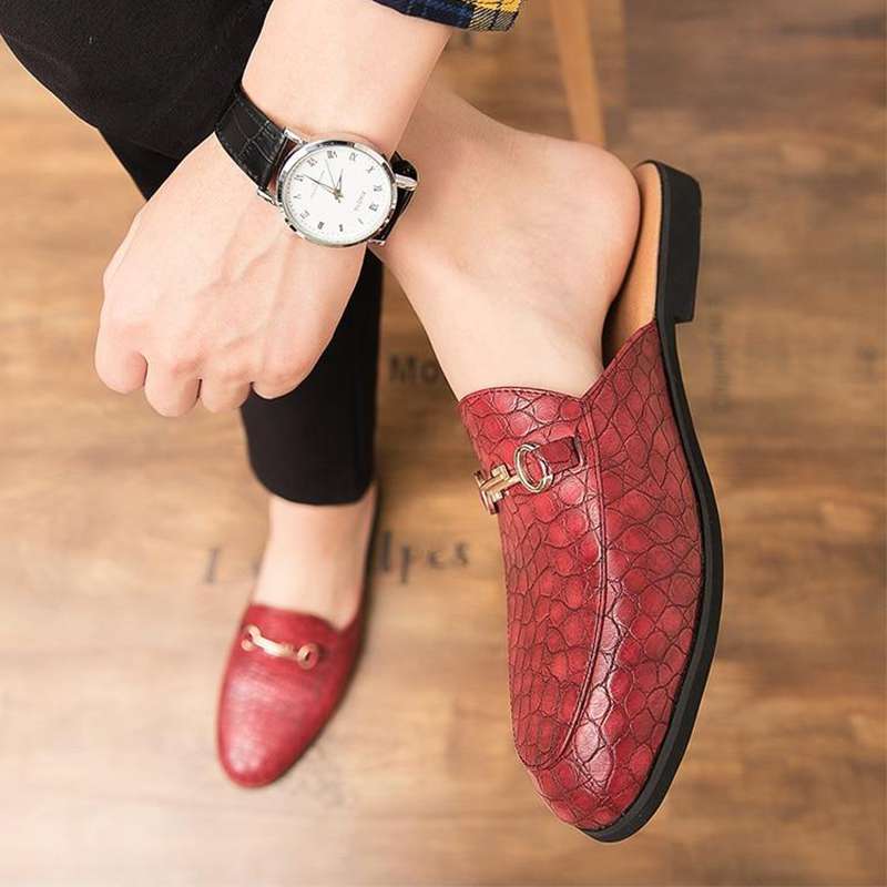 chaussure croco sans chaussette rouge