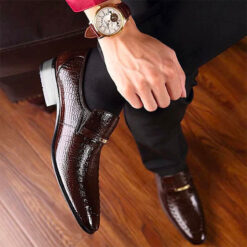 chaussures homme imitation crocodile brun