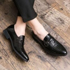 chaussures imitation croco noires