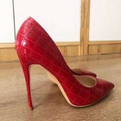 escarpin croco rouge