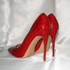 escarpin croco rouge femme
