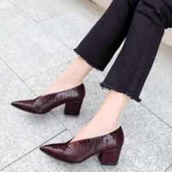 escarpin effet croco rouge