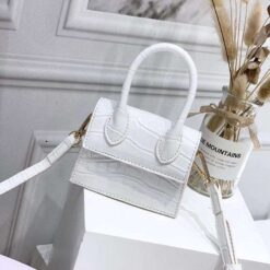 mini sac effet croco blanc