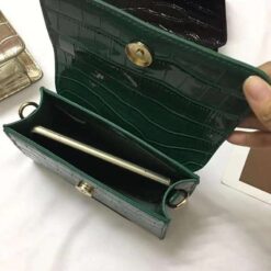 mini sac effet croco vert interieur