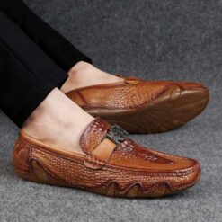 mocassin croco homme brun clair