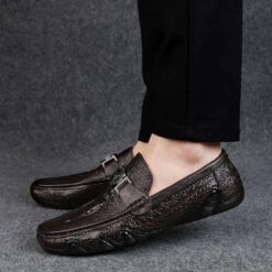 mocassin croco homme brun foncé