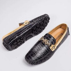 mocassin effet croco noirs