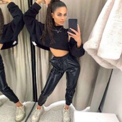 pantalon simili cuir croco