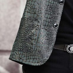 poches veste cuir homme crocodile