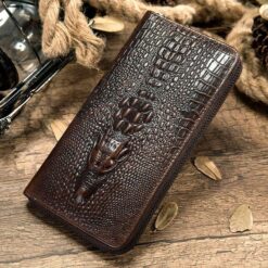 porte monnaie crocodile homme brun