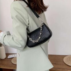 sac à main effet croco noir femme