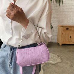 sac à main effet croco rose femme