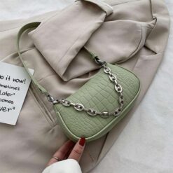 sac à main effet croco vert