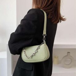 sac à main effet croco vert femme