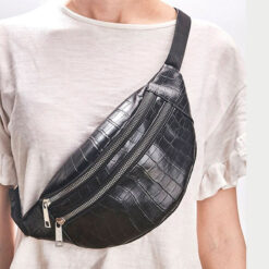 sac banane croco noir