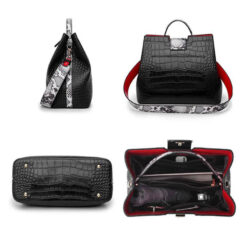 sac bandoulière croco noir interieur